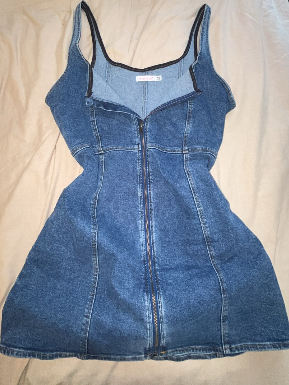 Shoe Dazzle Blue Denim Dress with Front Zip